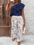 Conjunto Camisa com Babado no pescoço e calça longa Zilma