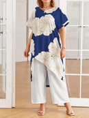 Conjunto com blusa estampada assimétrica Flavia