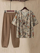Conjunto Camisa com Estampa Floral e Calça Cropped Ivone