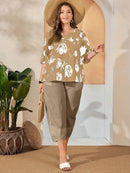 Conjunto Camisa com Estampa Floral e Calça Cropped Ivone