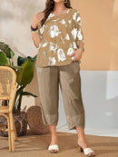 Conjunto Camisa com Estampa Floral e Calça Cropped Ivone