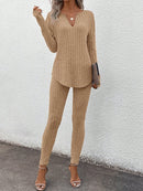 Conjunto Feminino canelado de calça e manga comprida  Beatriz