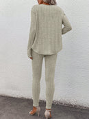 Conjunto Feminino canelado de calça e manga comprida  Beatriz