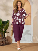 Conjunto Camisa com Estampa Floral e Calça Cropped Ivone