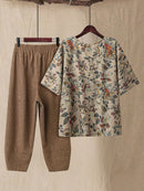 Conjunto Camisa com Estampa Floral e Calça Cropped Ivone