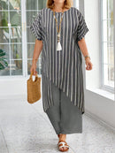 Conjunto com blusa estampada assimétrica Flavia