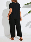 Conjunto de blusa feminina manga morcego e calça Sinaí Plus Size