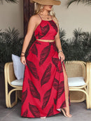 Conjunto com top e saia com fenda Regiane