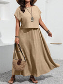 Conjunto Blusa e saia com decoração de bolso Rosana